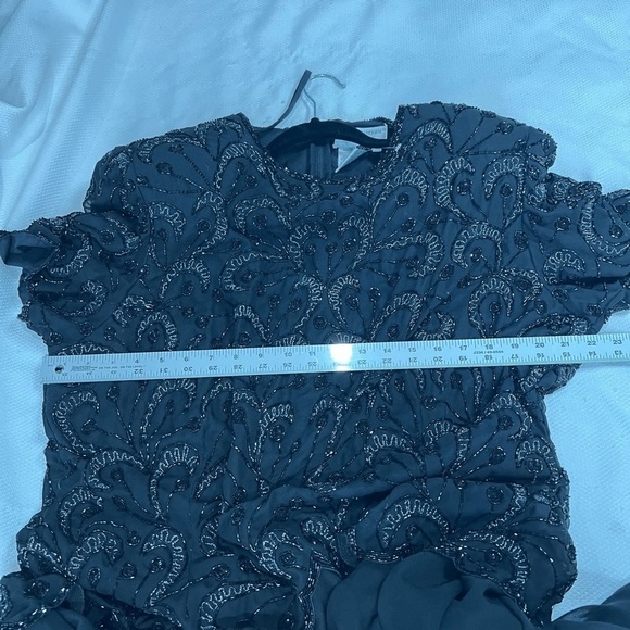 Papell Evening Black Heavily Beaded Top Formal Dress - Picture 5 of 10